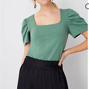 Ann Taylor square neck puff sleeve top